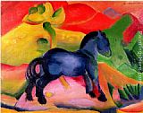 Franz Marc Famous Paintings - Little Blue Horse
